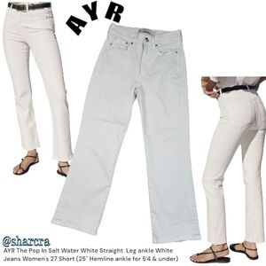 AYR Women's The Pop In Salt Water White Straight Leg Ankle Jeans Sz 27 Short 25"